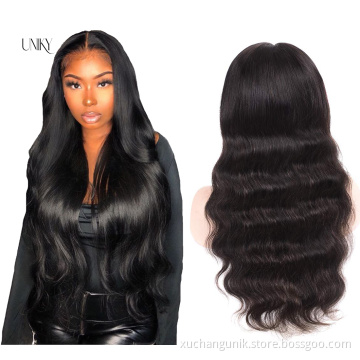 Uniky Wholesale Virgin Brazilian Body Wave Pre Plucked Swiss Transparent Lace 13x6 HD Human Hair 13x4 Lace Frontal Wig